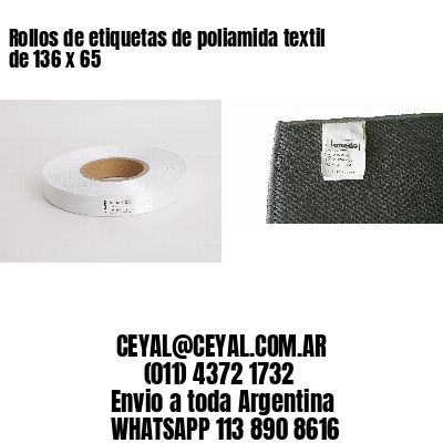 Rollos de etiquetas de poliamida textil de 136 x 65
