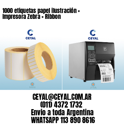 1000 etiquetas papel ilustración + Impresora Zebra + Ribbon