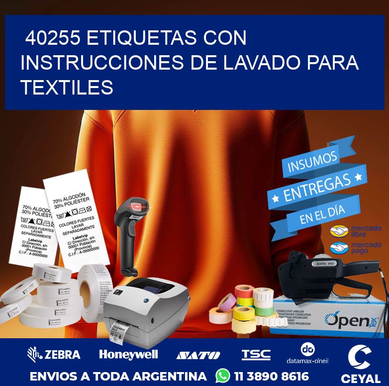 40255 ETIQUETAS CON INSTRUCCIONES DE LAVADO PARA TEXTILES