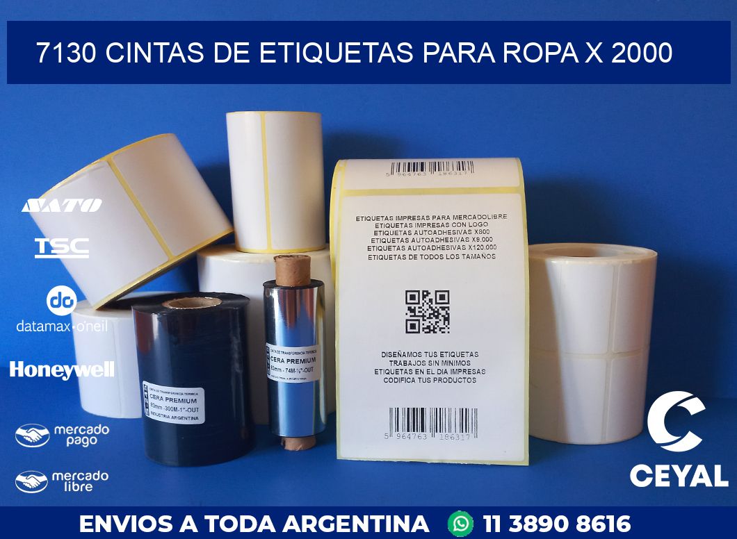 7130 CINTAS DE ETIQUETAS PARA ROPA X 2000