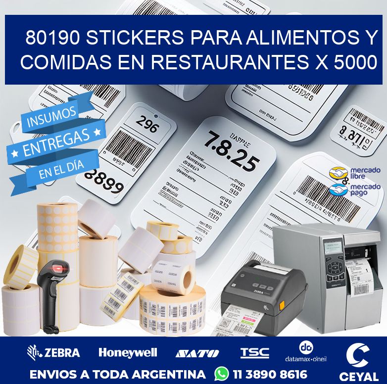 80190 STICKERS PARA ALIMENTOS Y COMIDAS EN RESTAURANTES X 5000