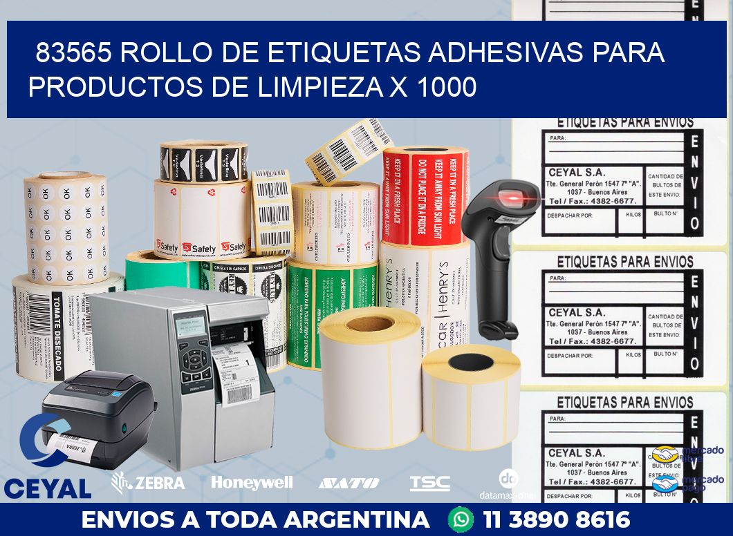 83565 ROLLO DE ETIQUETAS ADHESIVAS PARA PRODUCTOS DE LIMPIEZA X 1000