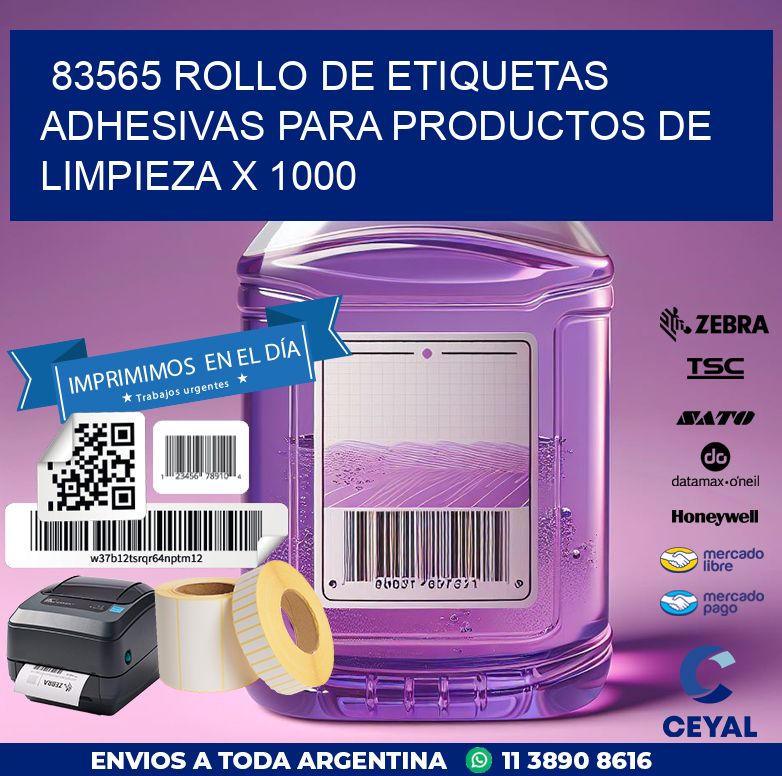 83565 ROLLO DE ETIQUETAS ADHESIVAS PARA PRODUCTOS DE LIMPIEZA X 1000